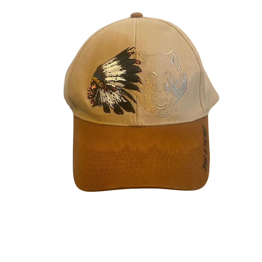 Capsmith Native Pride Hat Men’s One Size Tan “Spirit of the Wolf” Adjustable